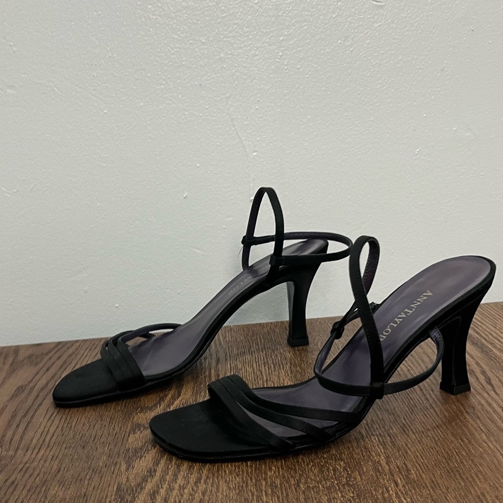 Black strappy heeled sandals